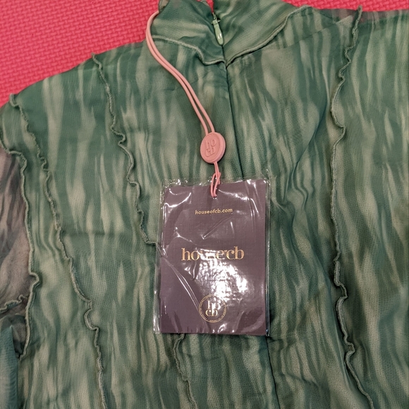 ๐HP๐ New House of CB Dylan Ivy Sexy Mesh Lace Up Long Sleeve Mini Dress Large - Picture 12 of 15